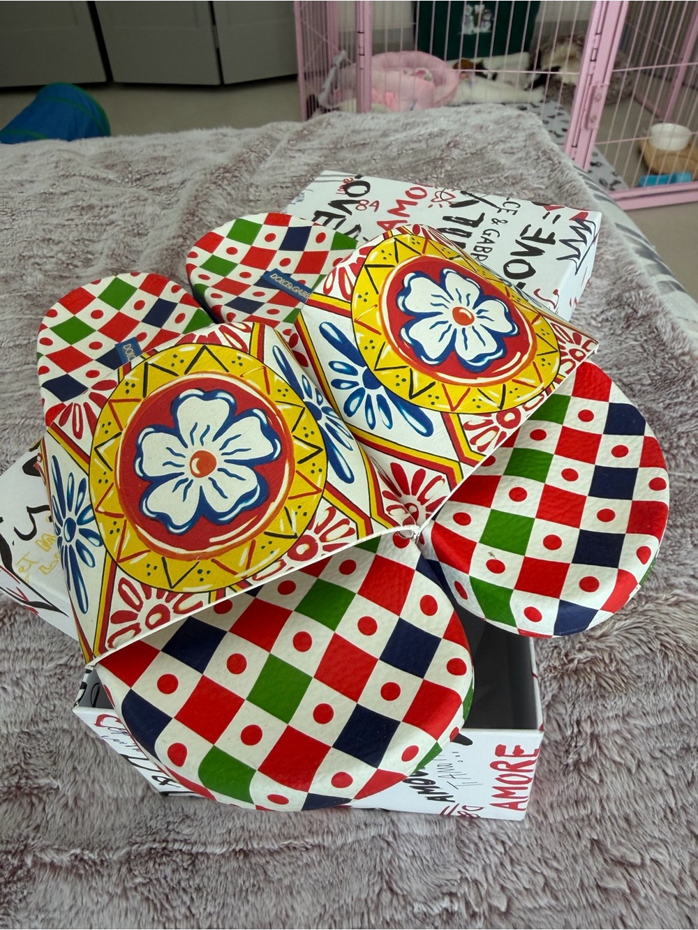 Dolce & Gabbana Colorful Ceramic Coaster Set — Red, Green, Blue, Yellow